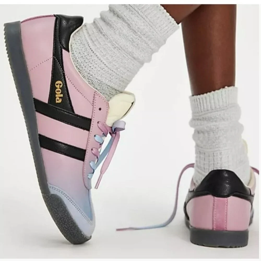 Gola Elan Ombre Low Top Leather Suede Purple, Pink Black Sneakers Size 7.5 - NEW
